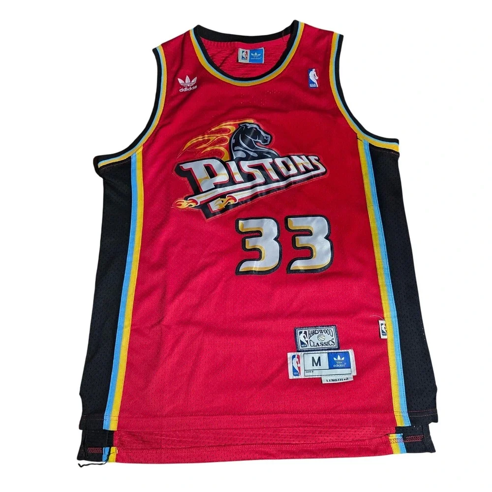 Adidas NBA Hardwood Classics Detroit Pistons Grant Hill 33 Red Jersey Mens M